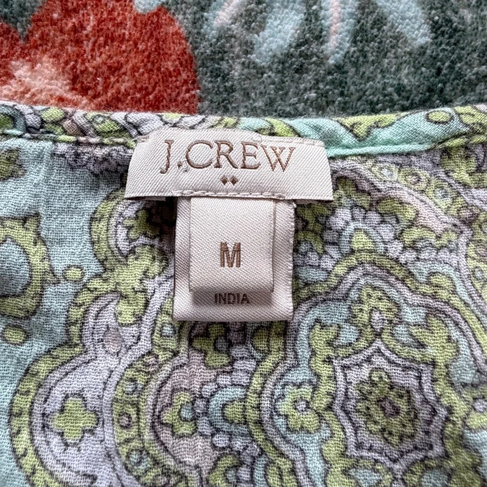 J.‎ Crew Womens Green Purple Paisley Medallion Cotton Tunic Top 12572 SP14 M